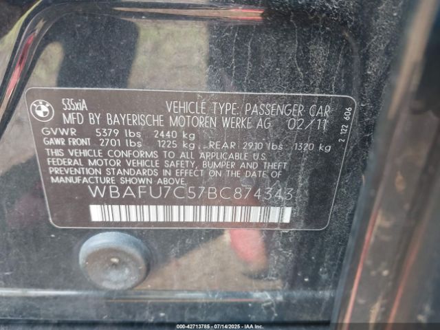 2011 BMW 535I WBAFU7C57BC874343 Photo 8