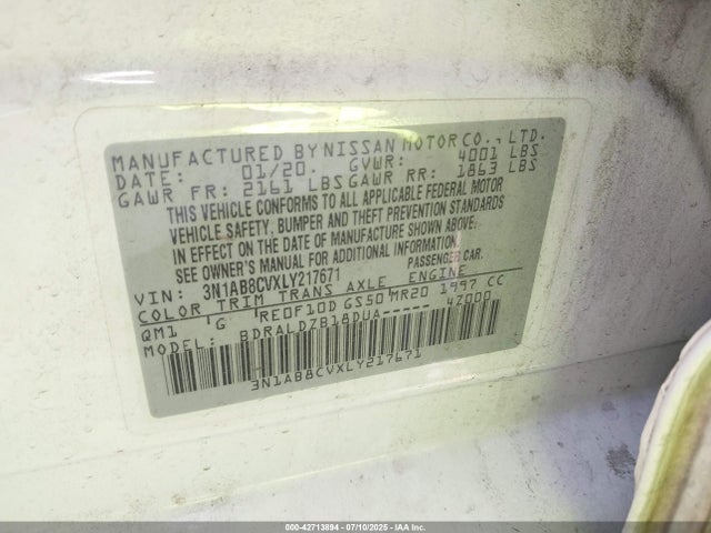 3N1AB8CVXLY217671 Nissan 2020