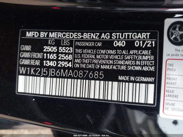 Mercedes-Benz m256 2021 W1K2J5JB6MA087685 Image 9