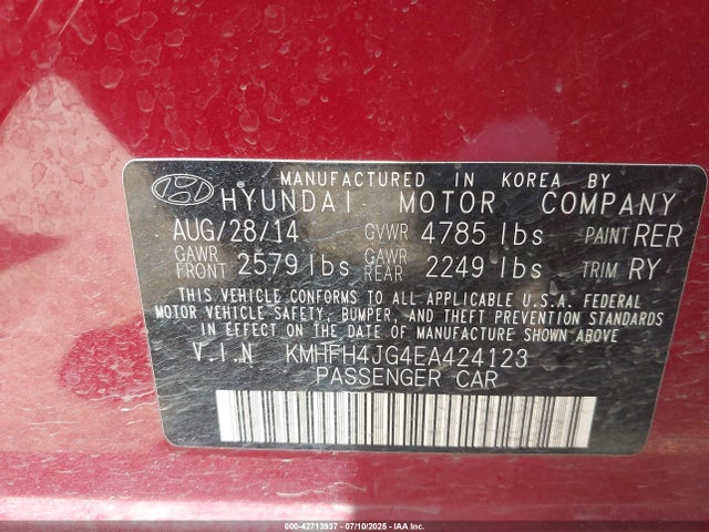 Hyundai gdi lambda -ii 2014 KMHFH4JG4EA424123 Image 9