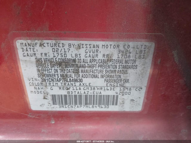 3N1CN7AP7HL849630 Nissan 2017