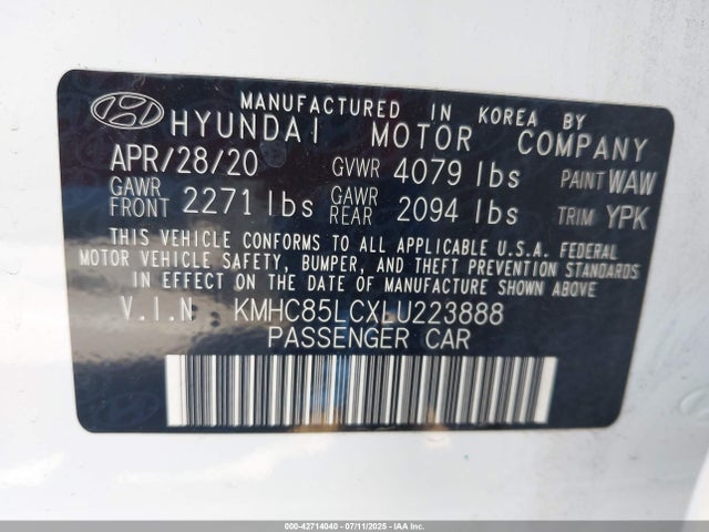 KMHC85LCXLU223888 Hyundai gdi kappa