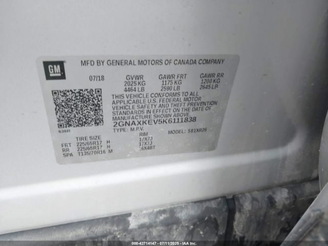 2019 CHEVROLET EQUINOX 2GNAXKEV5K6111838 Photo 8
