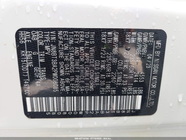 JN8BT3BA2PW008085 Nissan Rogue