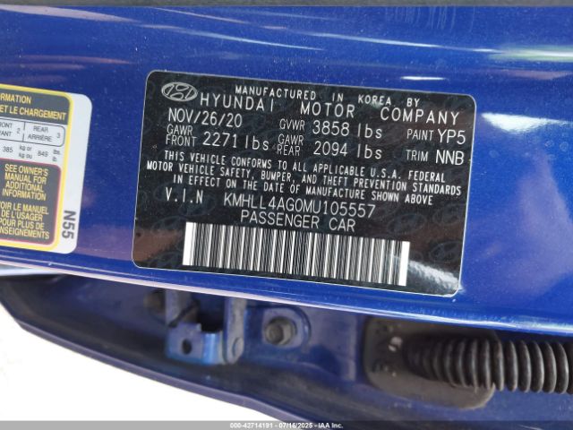 2021 HYUNDAI ELANTRA KMHLL4AG0MU105557 Photo 8