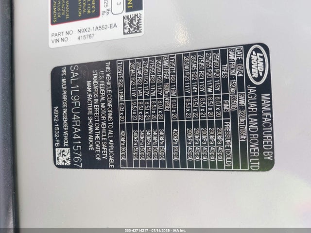 SAL1L9FU4RA415767 Land Rover aj20p6