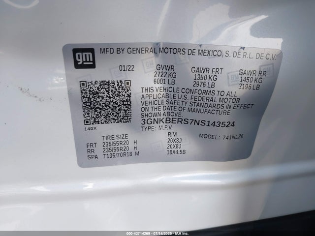 3GNKBERS7NS143524 Chevrolet lgx