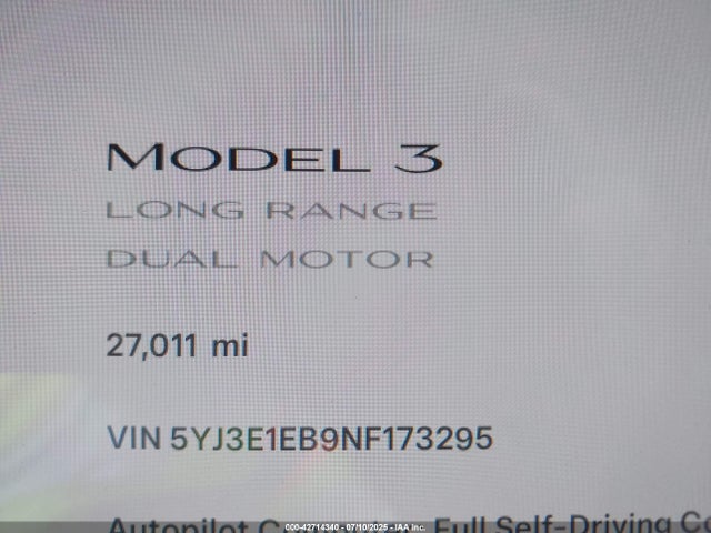 2022 TESLA MODEL 3 5YJ3E1EB9NF173295 Photo 6