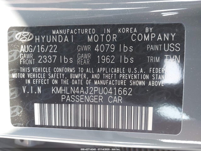 KMHLN4AJ2PU041662 Hyundai gdi kappa
