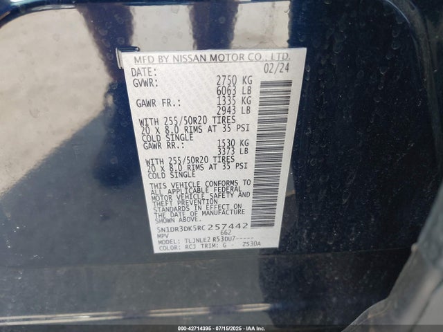 5N1DR3DK5RC257442 Nissan Pathfinder