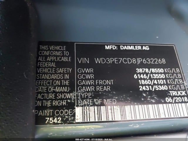 WD3PE7CD8JP632268 Mercedes-Benz mg5+mh5 with brake assist