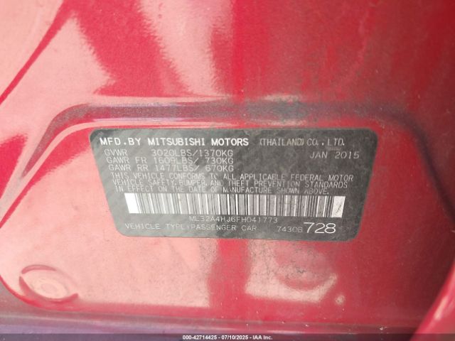 2015 MITSUBISHI MIRAGE ML32A4HJ6FH041773 Photo 8