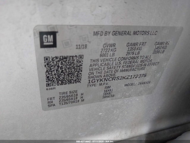 2019 CADILLAC XT5 1GYKNCRS2KZ172376 Photo 8