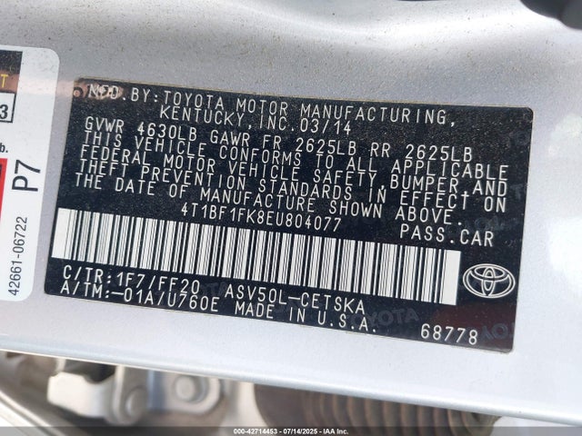 Toyota 2ar-fe 2014 4T1BF1FK8EU804077 Image 9