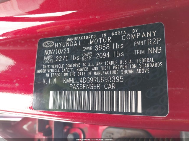KMHLL4DG9RU693395 Hyundai mpi nu pe