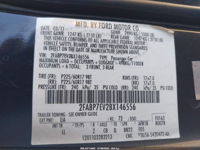 2011 FORD CROWN VICTORIA 2FABP7EV2BX146556 Photo 8