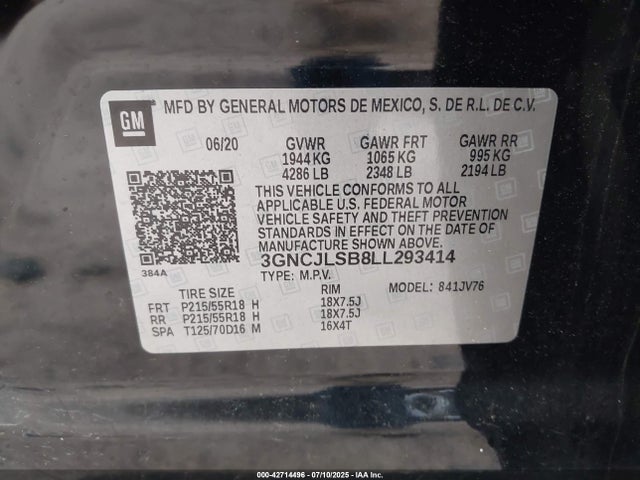 Chevrolet luv - mfi, variable valve timing, e85 max, alum 2020 3GNCJLSB8LL293414 Image 9