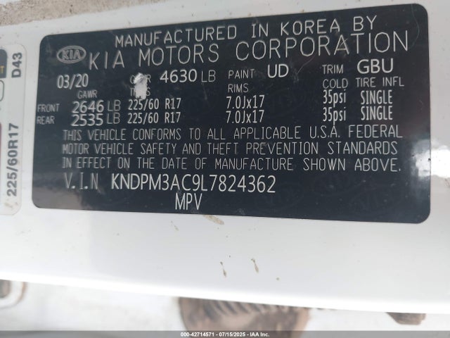 KIA gdi theta ii 2020 KNDPM3AC9L7824362 Image 9