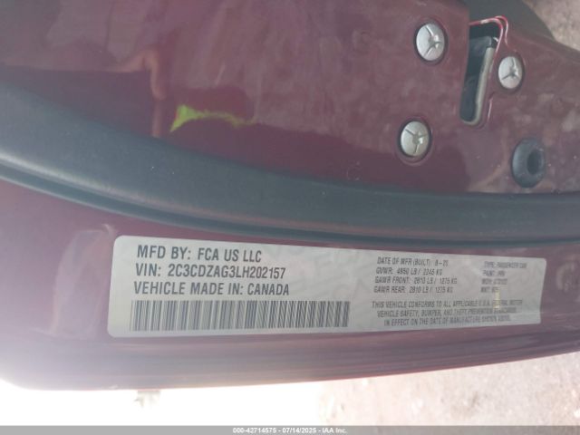 2020 DODGE CHALLENGER 2C3CDZAG3LH202157 Photo 8