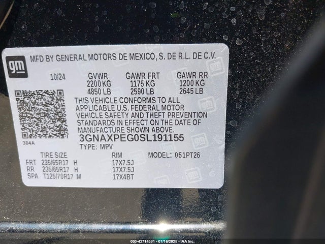 Chevrolet lsd 2025 3GNAXPEG0SL191155 Image 9
