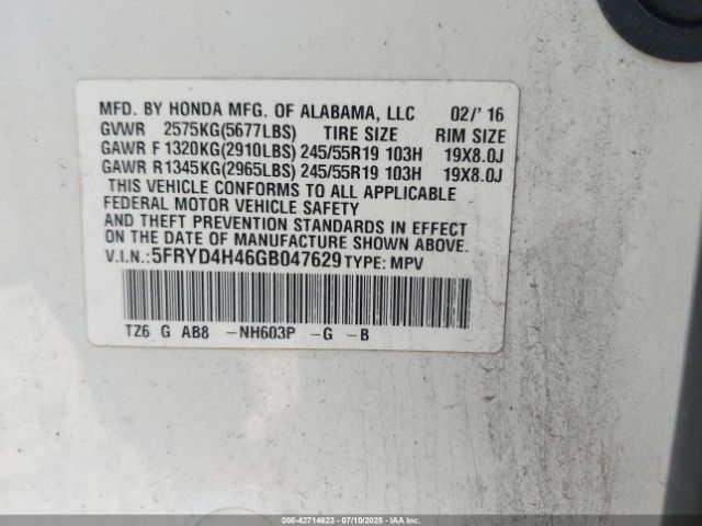 2016 ACURA MDX 5FRYD4H46GB047629 Photo 8