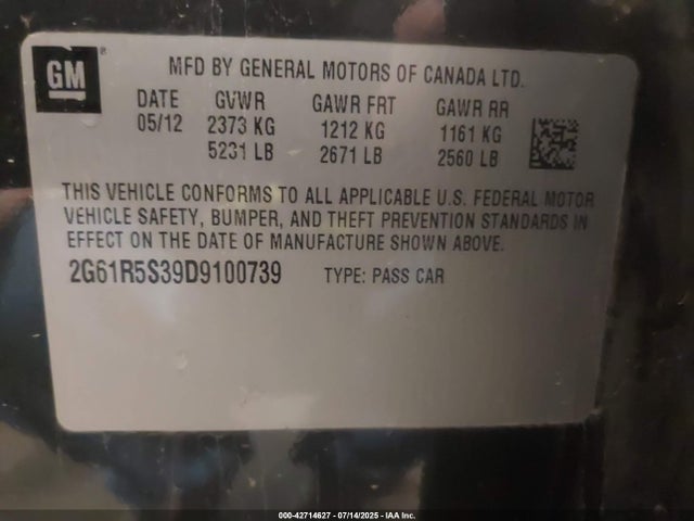 2013 CADILLAC XTS 2G61R5S39D9100739 Photo 8