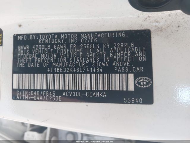 2006 TOYOTA CAMRY 4T1BE32K46U741484 Photo 8