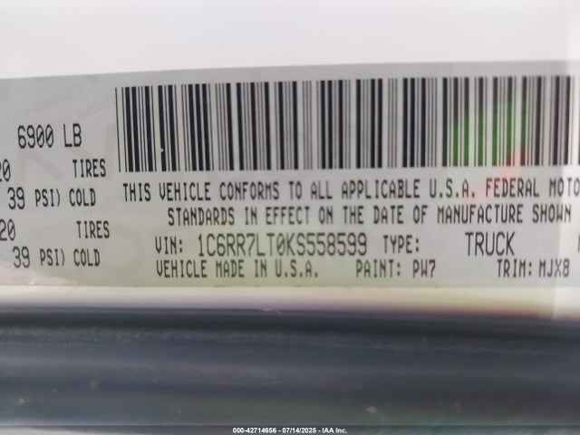 RAM 1500 2019 1C6RR7LT0KS558599 Image 9