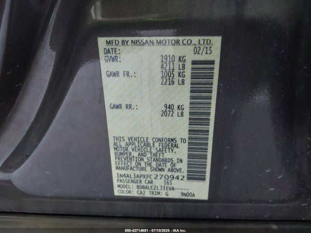 1N4AL3APXFC270942 Nissan 2015
