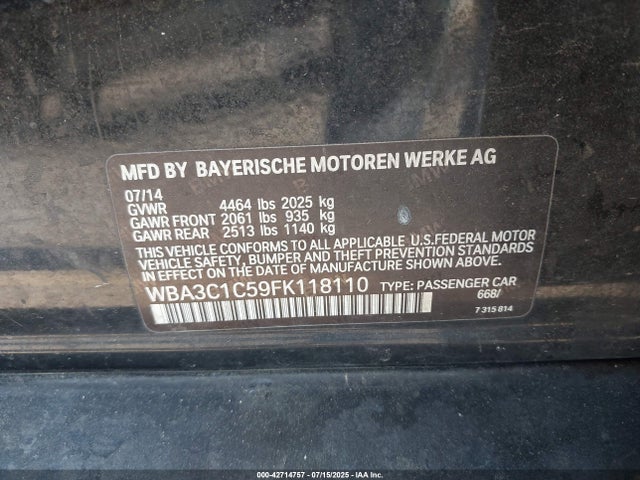 WBA3C1C59FK118110 BMW 328I