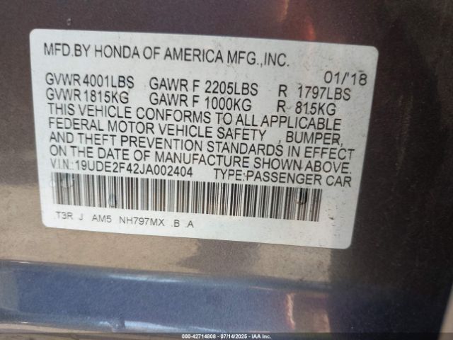 2018 ACURA ILX 19UDE2F42JA002404 Photo 8