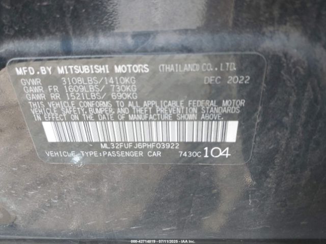 2023 MITSUBISHI MIRAGE G4 ML32FUFJ6PHF03922 Photo 8