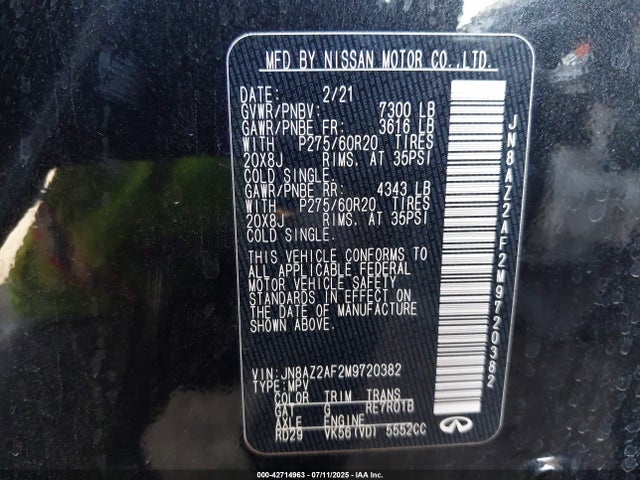 Infiniti 2021 2021 JN8AZ2AF2M9720382 Image 9