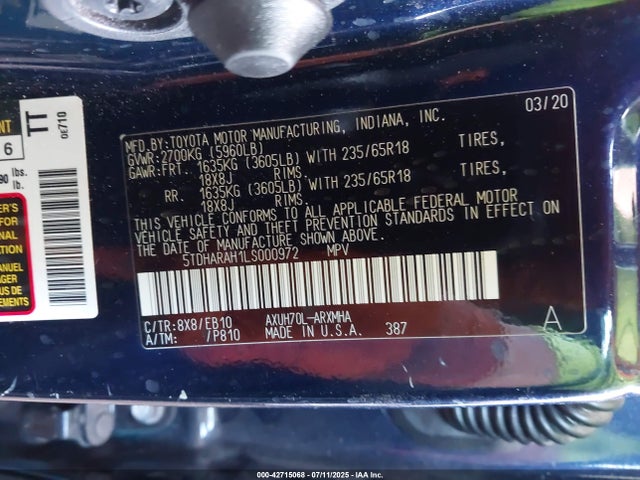 Toyota a25a-fxs, 5nm 2020 5TDHARAH1LS000972 Image 9