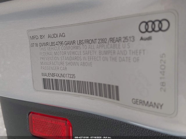 2018 AUDI A4 WAUENBF4XJN017225 Photo 8
