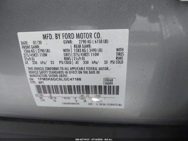 1FM5K8GC8LGC47188 Ford gtdi