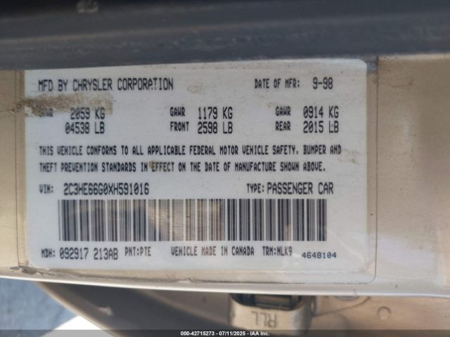 1999 CHRYSLER 300M 2C3HE66G0XH591016 Photo 8