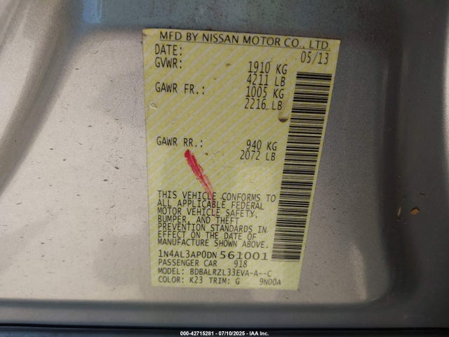 2013 NISSAN ALTIMA 1N4AL3AP0DN561001 Photo 8