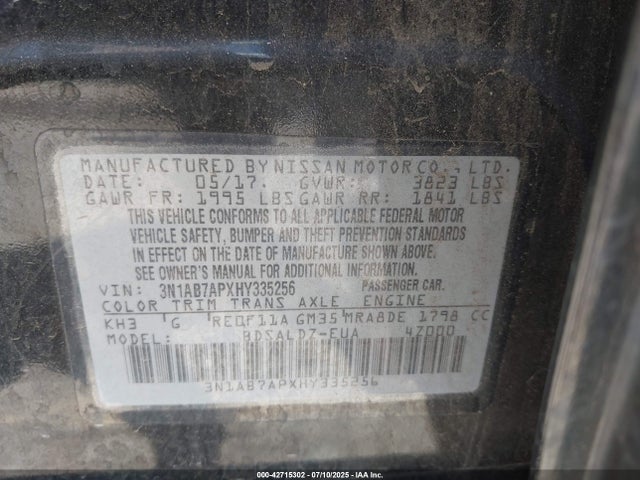 3N1AB7APXHY335256 Nissan 2017