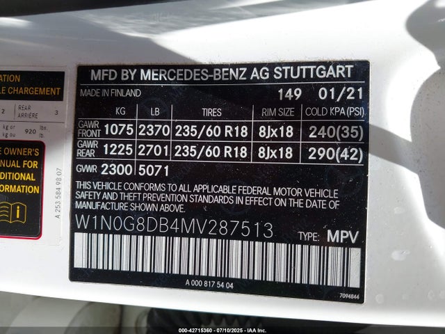 W1N0G8DB4MV287513 Mercedes-Benz Glc 300 Suv