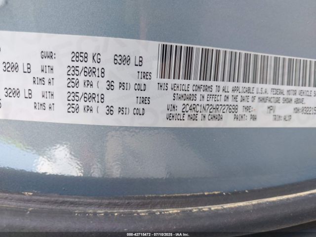 2017 CHRYSLER PACIFICA HYBRID 2C4RC1N72HR727698 Photo 8