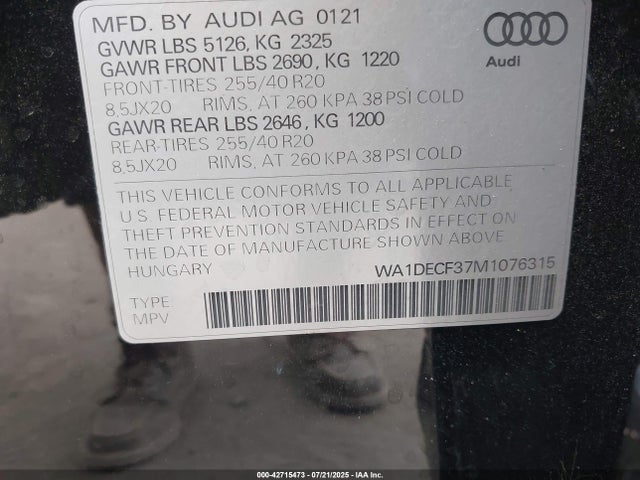 2021 AUDI Q3 WA1DECF37M1076315 Photo 8