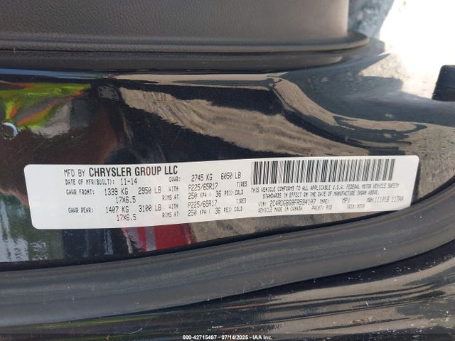 42715487 :رقم المزاد ، 2C4RDGBG8FR594107 vin ، 2015 Dodge Grand Caravan Se مزاد بيع