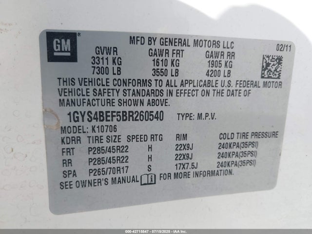 2011 CADILLAC ESCALADE 1GYS4BEF5BR260540 Photo 8