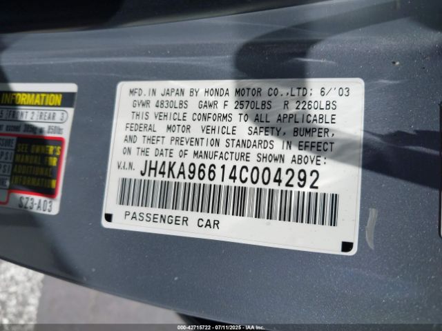 2004 ACURA RL JH4KA96614C004292 Photo 8