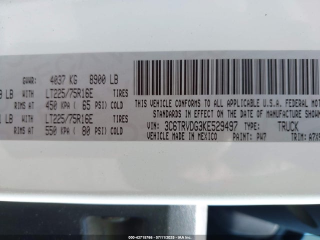 3C6TRVDG3KE529497 RAM Promaster 2500