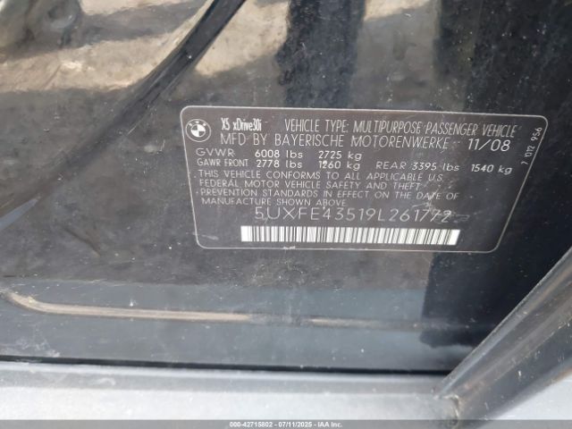 2009 BMW X5 5UXFE43519L261772 Photo 8