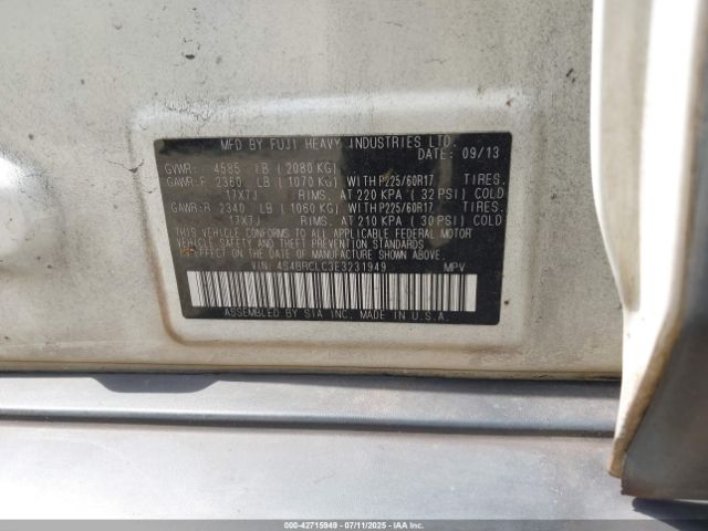 2014 SUBARU OUTBACK 4S4BRCLC3E3231949 Photo 8