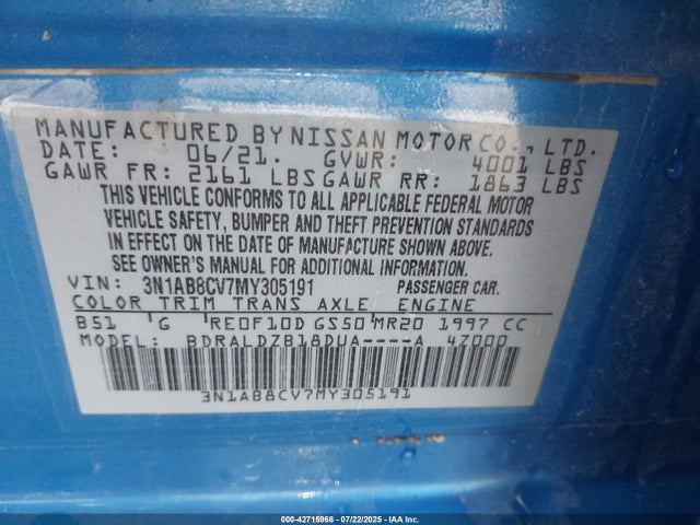 3N1AB8CV7MY305191 Nissan 2021