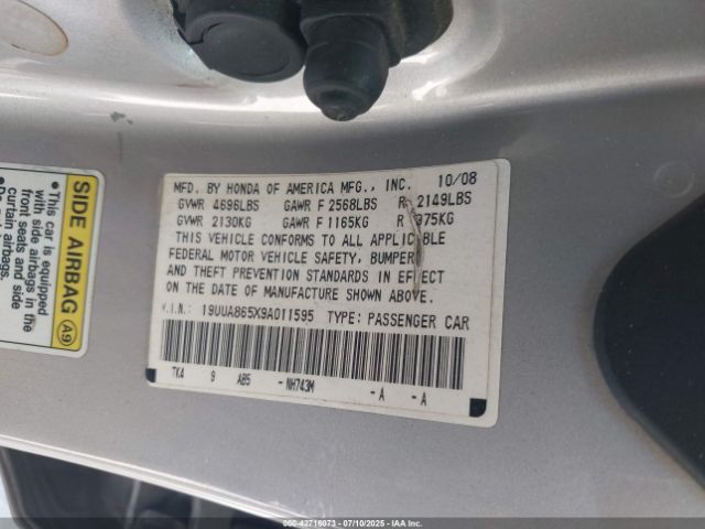 2009 ACURA TL 19UUA865X9A011595 Photo 8
